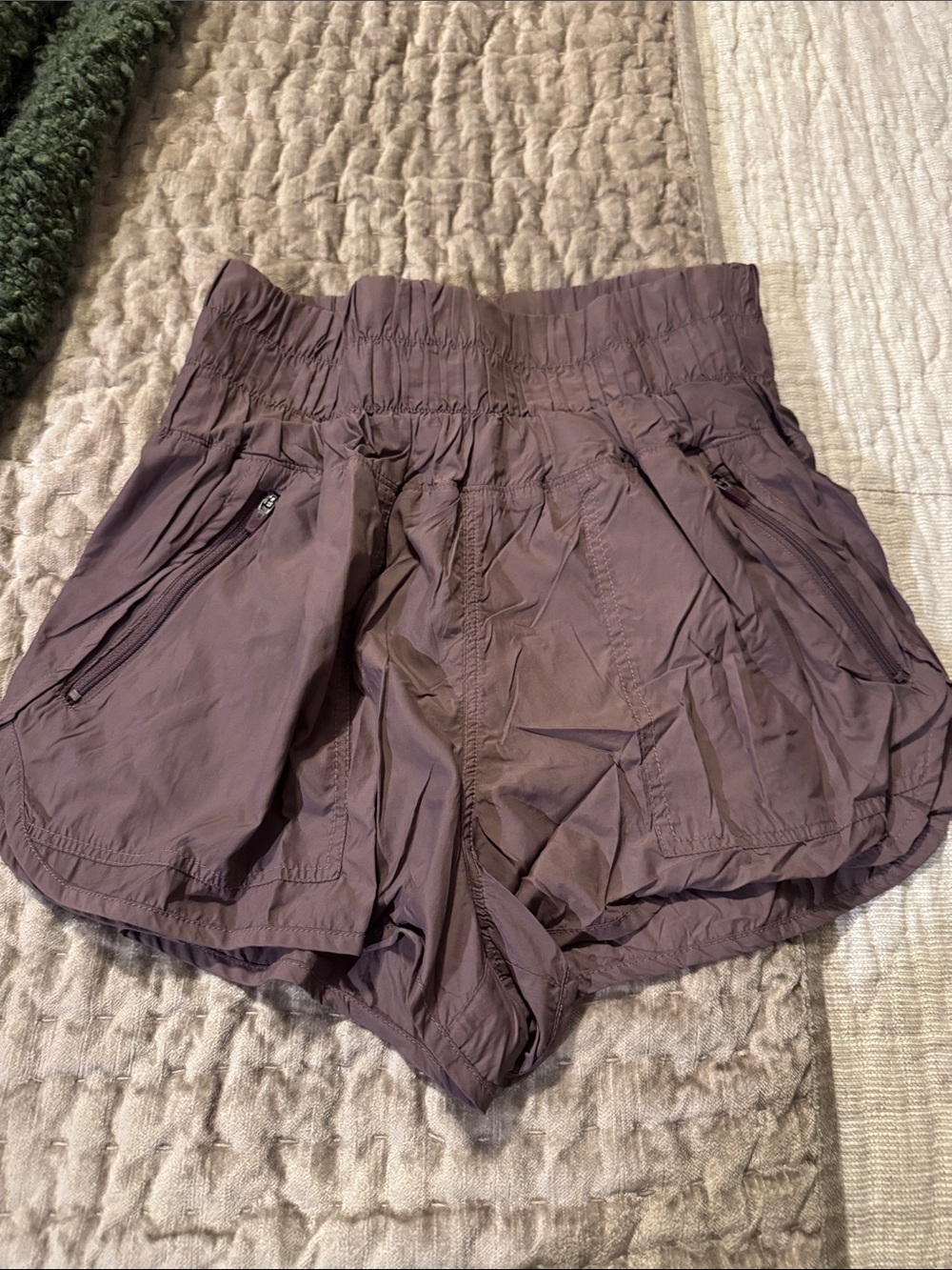 FP Movement by Free People Mauve High-Waist Ruched Pocket Athletic Shorts
